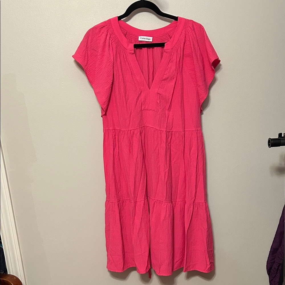 Calvin Klein Pink Midi Dress Romantic Feminine Coquette